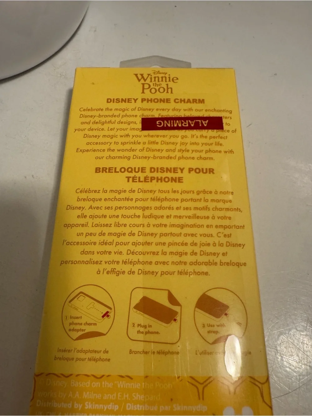 Disney‎ Winnie the Pooh Yellow Phone Charm Packaging